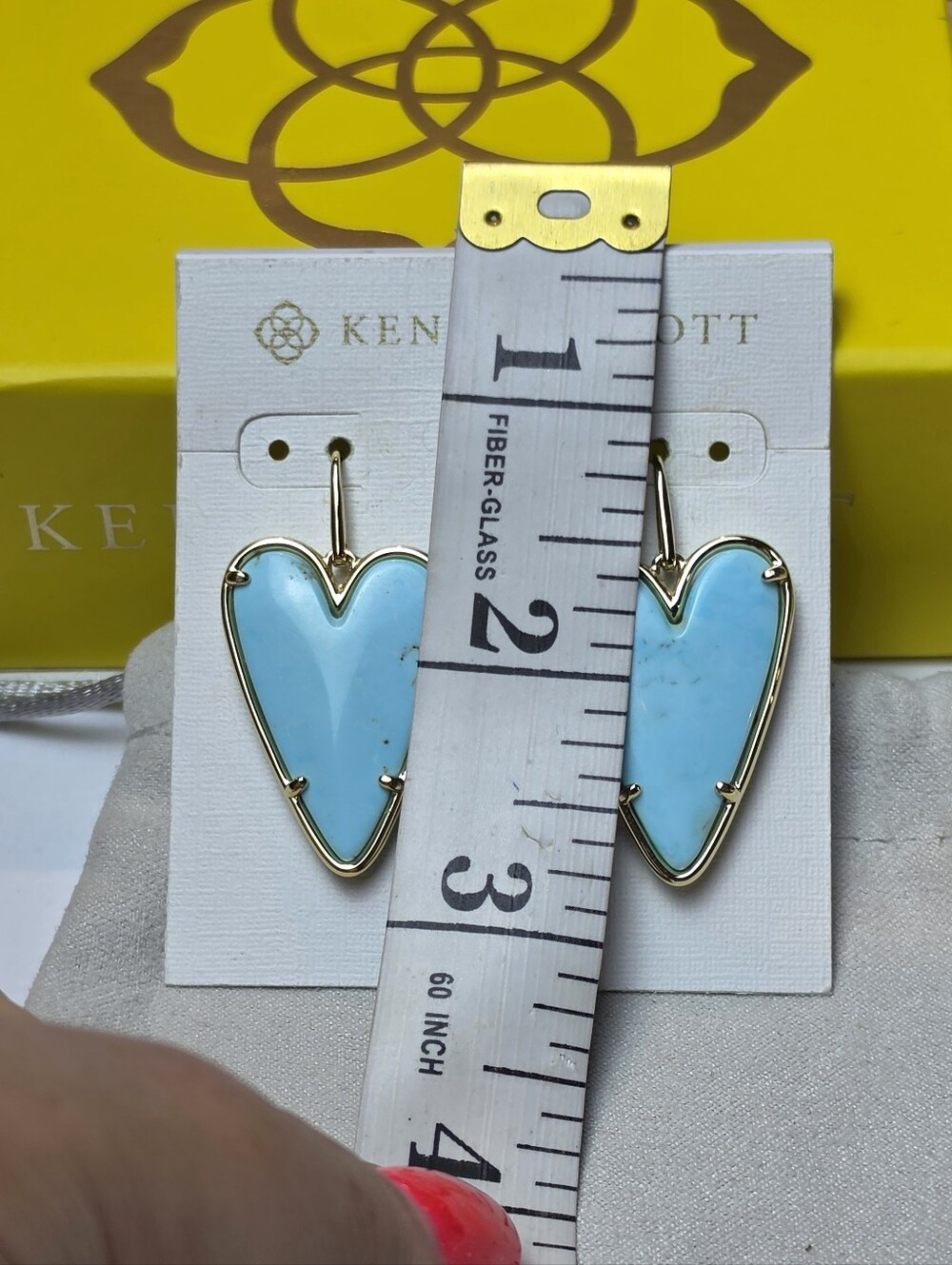 Kendra Scott Ansley Drop Earring in Light Blue Turquoise Magnesite New - Picture 6 of 8